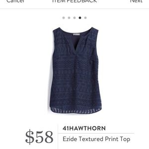 41 Hawthorn Ezide Textured Print Top, Navy - S